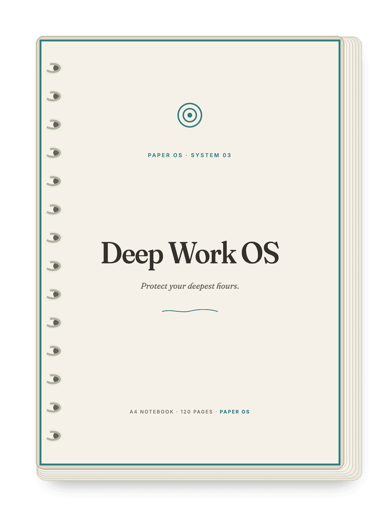 Deep Work OS — made-to-order A4 spiral notebook with 120 pages, Classic cover